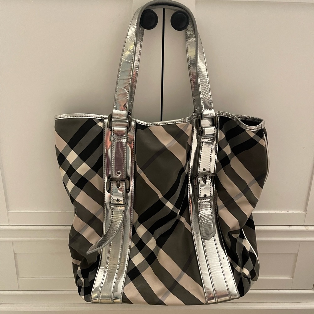 Silver and black BURBERRY bag